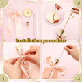 Mumufy 6 Set Gold Metal Taper Candlestick Holders Pink Satin Bow by Deal US
