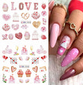Valentines Day Nail Stickers 12 Sheets Heart Lip Flower Nail Art Pink by Deal US