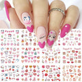 Valentines Day Nail Stickers 12 Sheets Heart Lip Flower Nail Art Pink by Deal US