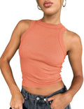HOCILLE Women's Sexy Racerback Ribbed Crop Tank Top Black Size XS by Deal US