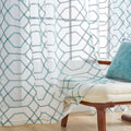 WANSOUL Blue Pattern Sheer Curtains 2 Panels 84in Teal Blue Moroccan Design by Deal US