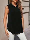 SweatyRocks Women's Dressy Collar Sleeveless Button Down Blouse Black Size S by Deal US