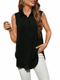 SweatyRocks Women's Dressy Collar Sleeveless Button Down Blouse Black Size S by Deal US