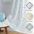 WANSOUL Blue Pattern Sheer Curtains 2 Panels 84in Teal Blue Moroccan Design by Deal US