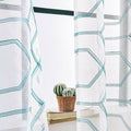 WANSOUL Blue Pattern Sheer Curtains 2 Panels 84in Teal Blue Moroccan Design by Deal US