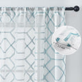 WANSOUL Blue Pattern Sheer Curtains 2 Panels 84in Teal Blue Moroccan Design by Deal US