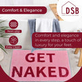 DSB Get Naked Bath Mat 20x32 Pink Rainbow Letters Non Slip Microfiber by Deal US