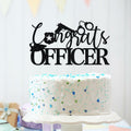 Congrats Officer Cake Topper 2025 Police Graduation Black Glitter by Deal US