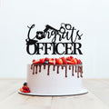 Congrats Officer Cake Topper 2025 Police Graduation Black Glitter by Deal US