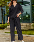 Yioaga Women Tracksuit 2 Piece Set Pullover Sweatshirt Sweatpants Black Size L by Deal US