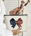 BARPERY 4th of July Coquette Makeup Bag Red White Blue Accessories Bow by Deal US