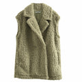 Amazhiyu Womens Faux Fur Waistcoat Vest Laurel Green Size M by Deal US