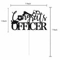 Congrats Officer Cake Topper 2025 Police Graduation Black Glitter by Deal US