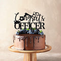 Congrats Officer Cake Topper 2025 Police Graduation Black Glitter by Deal US