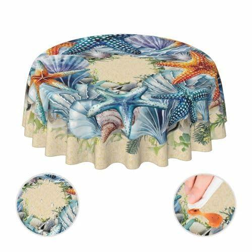 YETTA YANG Scandinavian Gnome Christmas Waterproof 60in Round Tablecloth by Deal US