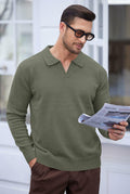 Herberton Men's Polo Sweater Pullover V Neck Long Sleeve Grey Size L by Deal US