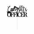 Congrats Officer Cake Topper 2025 Police Graduation Black Glitter by Deal US