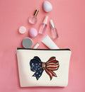 BARPERY 4th of July Coquette Makeup Bag Red White Blue Accessories Bow by Deal US
