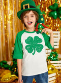 St. Patrick's Day Shamrock Raglan Crewneck Tee Kids White Green Size 4Y by Deal US