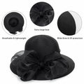 Kentucky Women Organza Sun Hat with Bow Black Wedding Tea Party Fascinator by Deal US