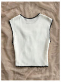 Verdusa Women’s Sleeveless Sweater Vest Bow Knit Tank Top White S by Deal US