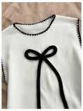 Verdusa Women’s Sleeveless Sweater Vest Bow Knit Tank Top White S by Deal US
