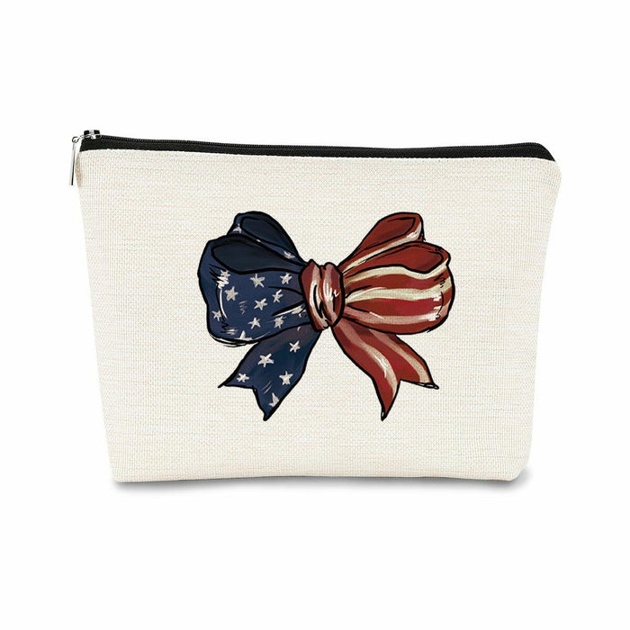 BARPERY 4th of July Coquette Makeup Bag Red White Blue Accessories Bow by Deal US
