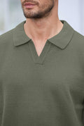 Herberton Men's Polo Sweater Pullover V Neck Long Sleeve Grey Size L by Deal US