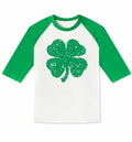 St. Patrick's Day Shamrock Raglan Crewneck Tee Kids White Green Size 4Y by Deal US