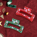 2PCS Christmas Santa Hair Claw Clips for Women Red & Green Hair Accessories by Deal US