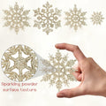 [Like New] Langley Christmas Snowflake Ornaments Set 36pcs Rose Gold 4 Sizes Glitter by Deal US