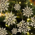 [Like New] Langley Christmas Snowflake Ornaments Set 36pcs Rose Gold 4 Sizes Glitter by Deal US