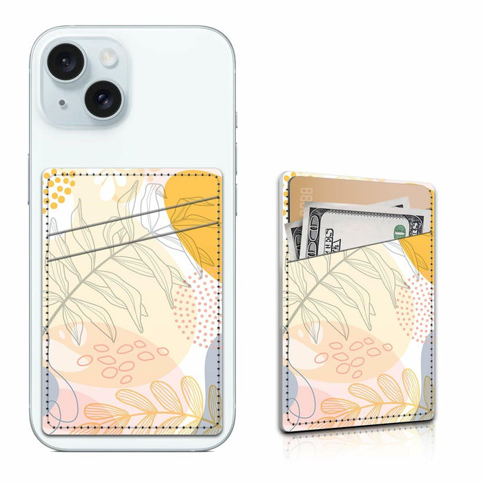 AOPEFNX Card Holder Phone Case Leather Wallet Dual Pocket Abstract Leaf by Deal US