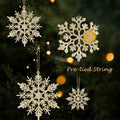 [Like New] Langley Christmas Snowflake Ornaments Set 36pcs Rose Gold 4 Sizes Glitter by Deal US