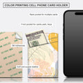 AOPEFNX Card Holder Phone Case Leather Wallet Dual Pocket Abstract Leaf by Deal US