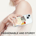 AOPEFNX Card Holder Phone Case Leather Wallet Dual Pocket Abstract Leaf by Deal US