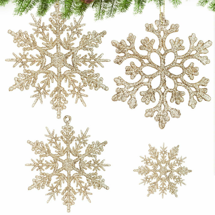 [Like New] Langley 36pcs Rose Gold Glitter Snowflake Ornaments for Christmas Tree by Deal US
