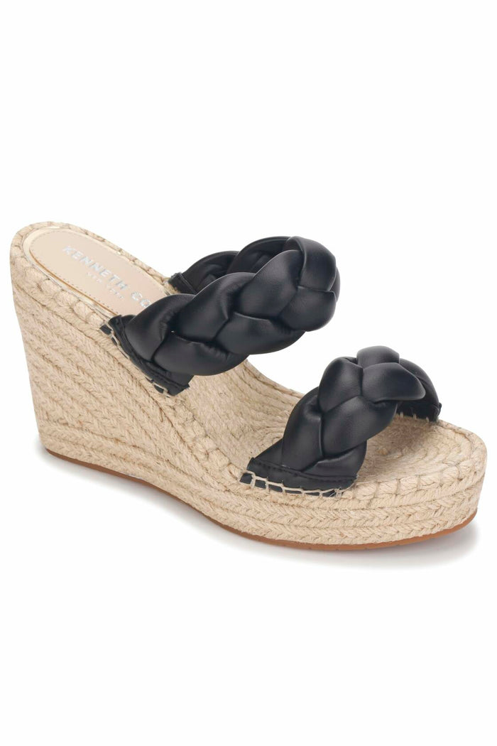 Kenneth Cole New York Olivia Braid Wedge Sandal Black Size 6 by Deal US