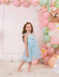 Floral Embroidered Tutu Dress Toddler Girls Bowknot Sleeveless Blue Size 2-3T by Deal US