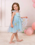Floral Embroidered Tutu Dress Toddler Girls Bowknot Sleeveless Blue Size 2-3T by Deal US