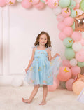 Floral Embroidered Tutu Dress Toddler Girls Bowknot Sleeveless Blue Size 2-3T by Deal US