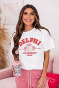 PECHAR Strawberry Shirt Women Casual Print Fruit Lover Tops Size XL Color White by Deal US