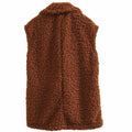 Amazhiyu Womens Faux Fur Waistcoat Vest with Pockets Sleeveless Brown Size XL by Deal US