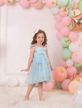 Floral Embroidered Tutu Dress Toddler Girls Bowknot Sleeveless Blue Size 2-3T by Deal US