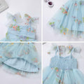 Floral Embroidered Tutu Dress Toddler Girls Bowknot Sleeveless Blue Size 2-3T by Deal US