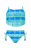 SHEKINI Girls Tie Side Sports Tassel Bikini Set Printed Blue Green Size 10 Years by Deal US
