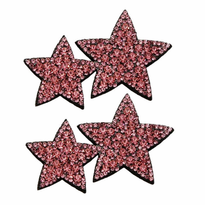 Minason Crystal Star Rhinestone Sew-On Patches Pink 2Pcs Bling DIY Craft by Deal US