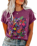 Inber Women's Boho Wildflowers Graphic Crewneck T-Shirt Size XL by Deal US