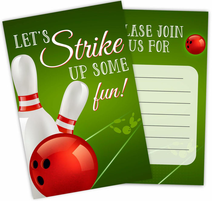 Feyerr Bowling Birthday Invitations for Boys Girls 30 Count Double Sided Cards by Deal US