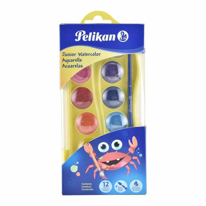 Pelikan Jr. Washable Watercolor & Brush Set 6 Colors (075212US) by Deal US
